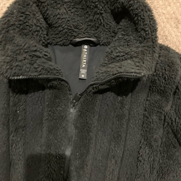 ATHLETA BLACK willow fleece ZIP UP SHERPA BLACK SZ. MED - Picture 4 of 5